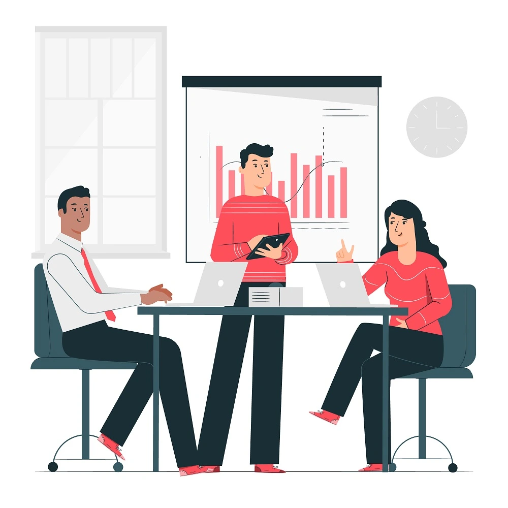 Illustration of a team meeting